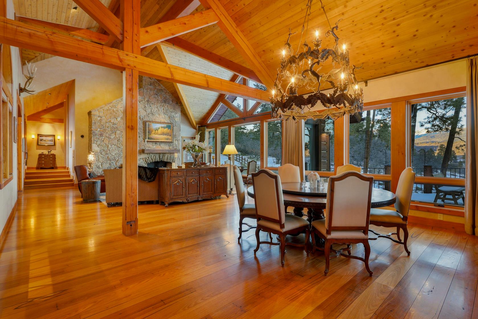 Dining room and primary hallway