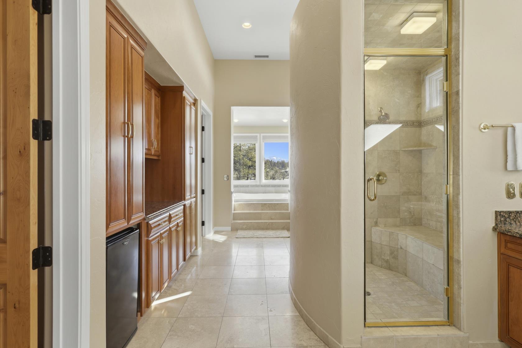 Spa bath with steam shower and jetted tub